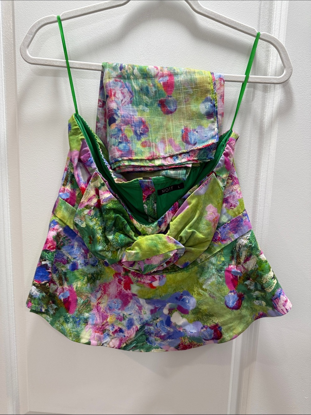 MOTF Green Multicolor Floral Print strapless